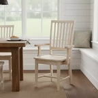 Sedia Mission con Braccioli Non Rifinita - International Concepts: Legno Massello, Schienale a Doghe, Mobili da Cucina