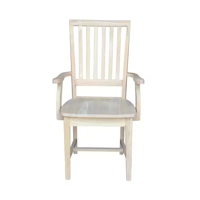 Sedia Mission con Braccioli Non Rifinita - International Concepts: Legno Massello, Schienale a Doghe, Mobili da Cucina