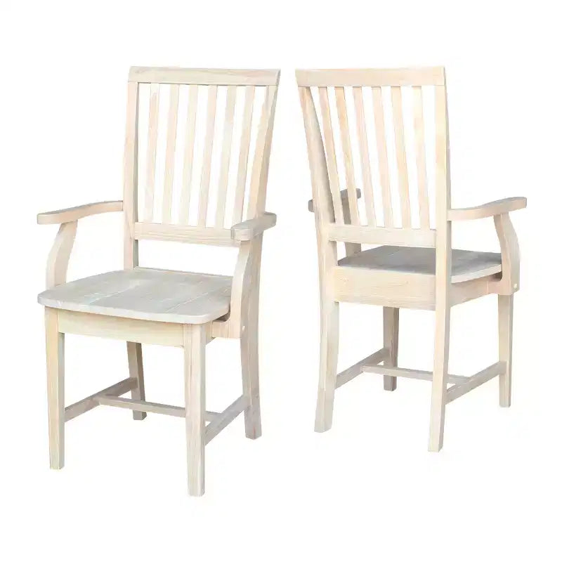 Sedia Mission con Braccioli Non Rifinita - International Concepts: Legno Massello, Schienale a Doghe, Mobili da Cucina
