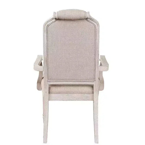 Acme Furniture Wynsor Dining Chairs Arm Chair Fabric/Vintage Bone White Finish