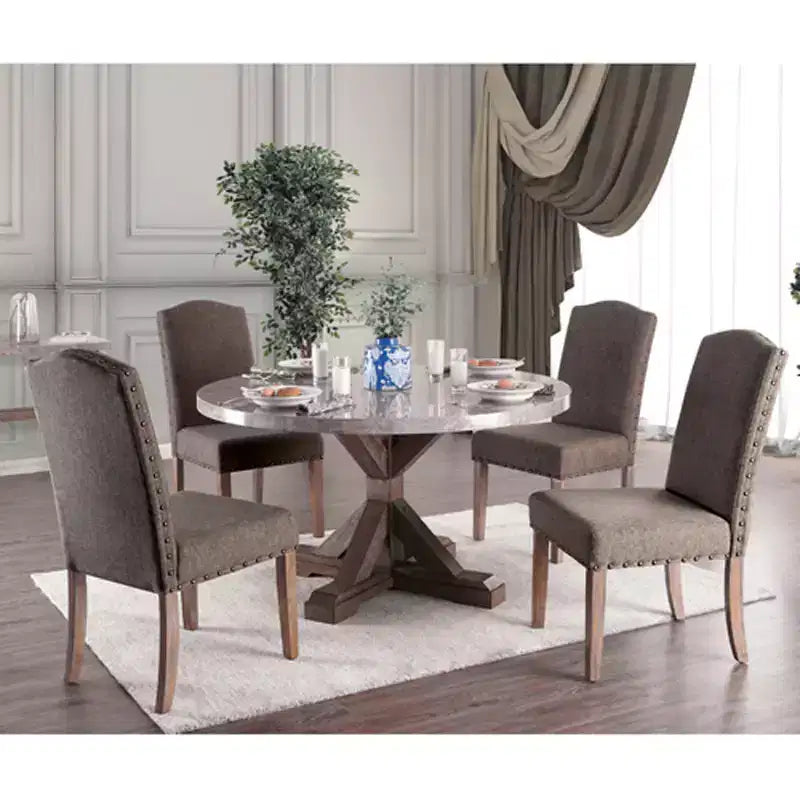 Set of 2 Silva Cushioned Wood Dining Chair Gray - HOMES: Inside + Out: Nailhead Trim, Polyester Upholstery