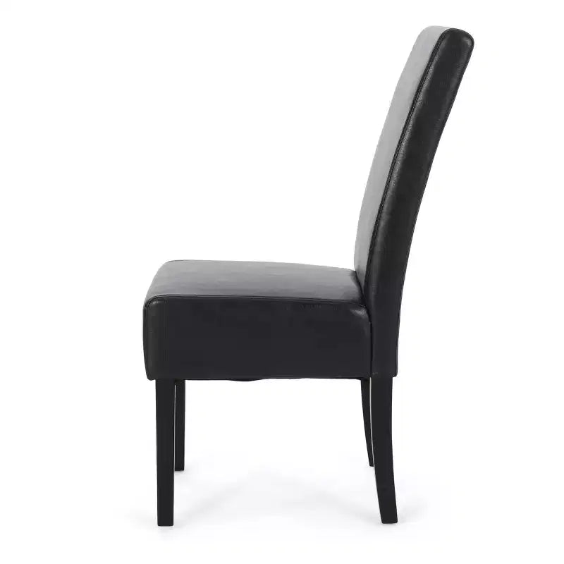Christopher Knight Home Set of 2 Pollards Faux Leather Upholstered Dining Chairs Midnight Black/Espresso