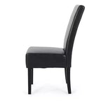 Christopher Knight Home Set of 2 Pollards Faux Leather Upholstered Dining Chairs Midnight Black/Espresso