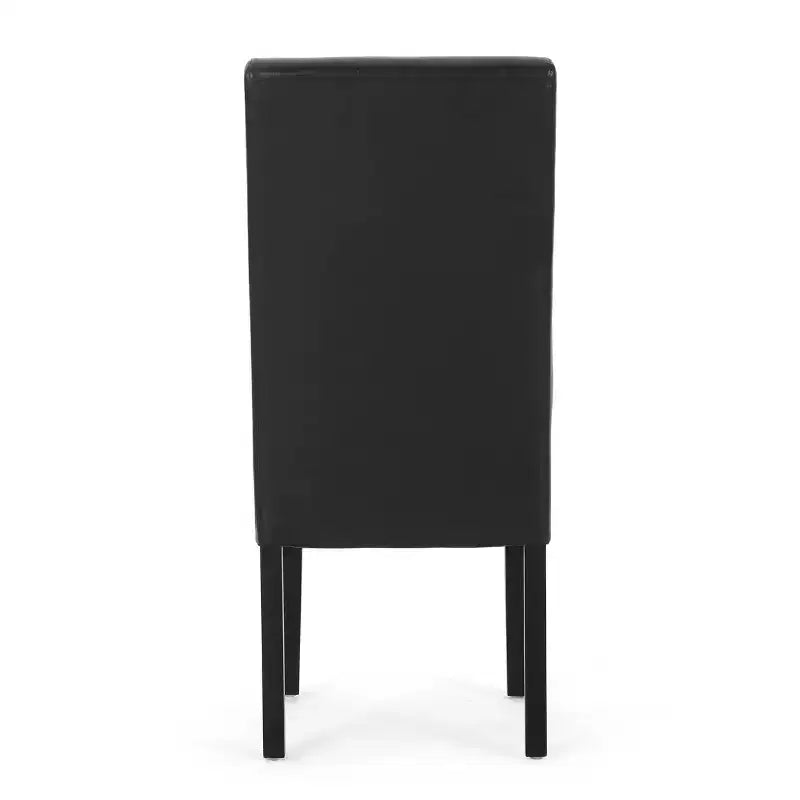Christopher Knight Home Set of 2 Pollards Faux Leather Upholstered Dining Chairs Midnight Black/Espresso