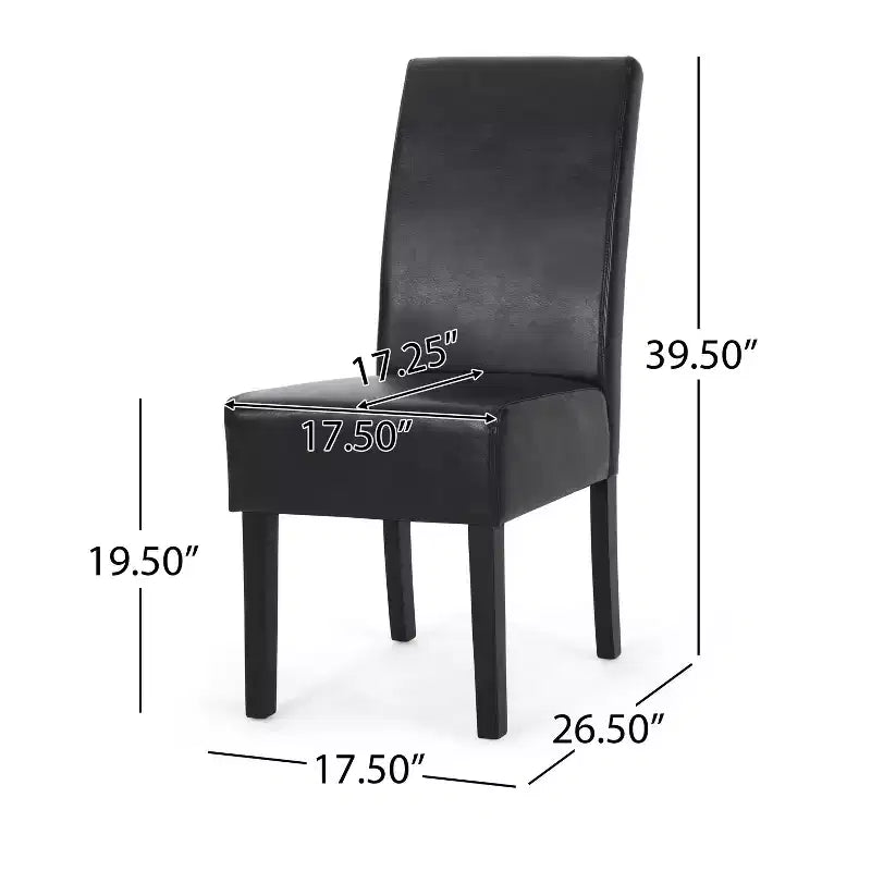 Christopher Knight Home Set of 2 Pollards Faux Leather Upholstered Dining Chairs Midnight Black/Espresso