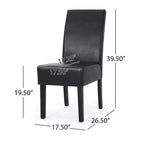 Christopher Knight Home Set of 2 Pollards Faux Leather Upholstered Dining Chairs Midnight Black/Espresso
