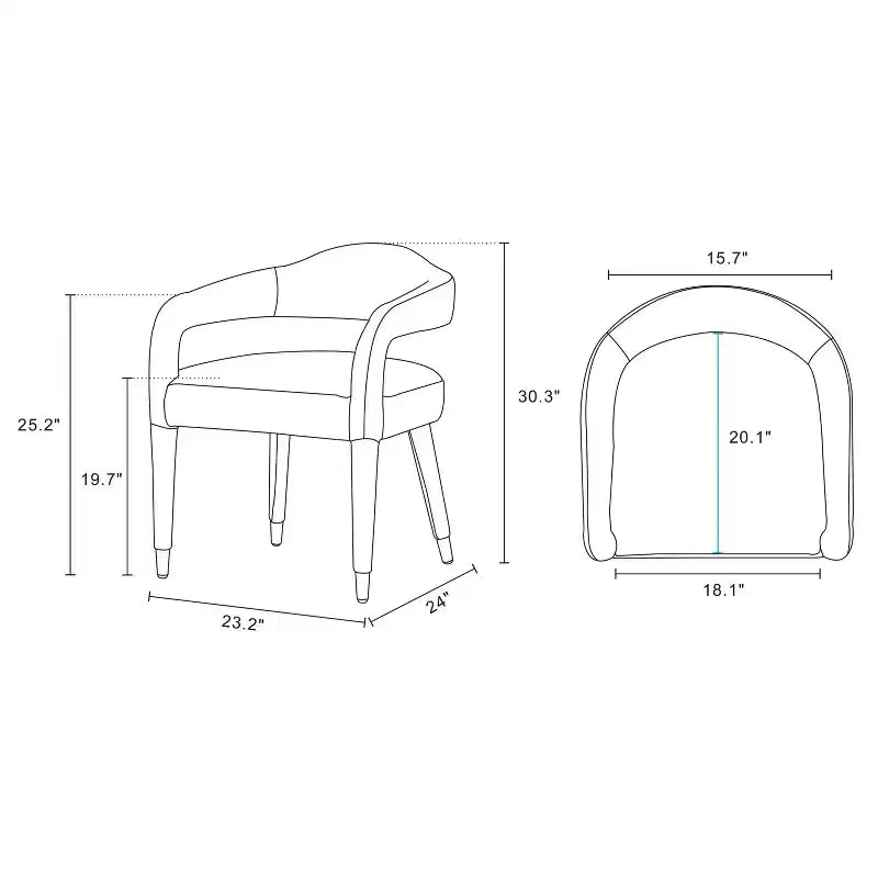 Manhattan Comfort Aspen Modern Tweed Upholstered Dining Armchair Silver Lining