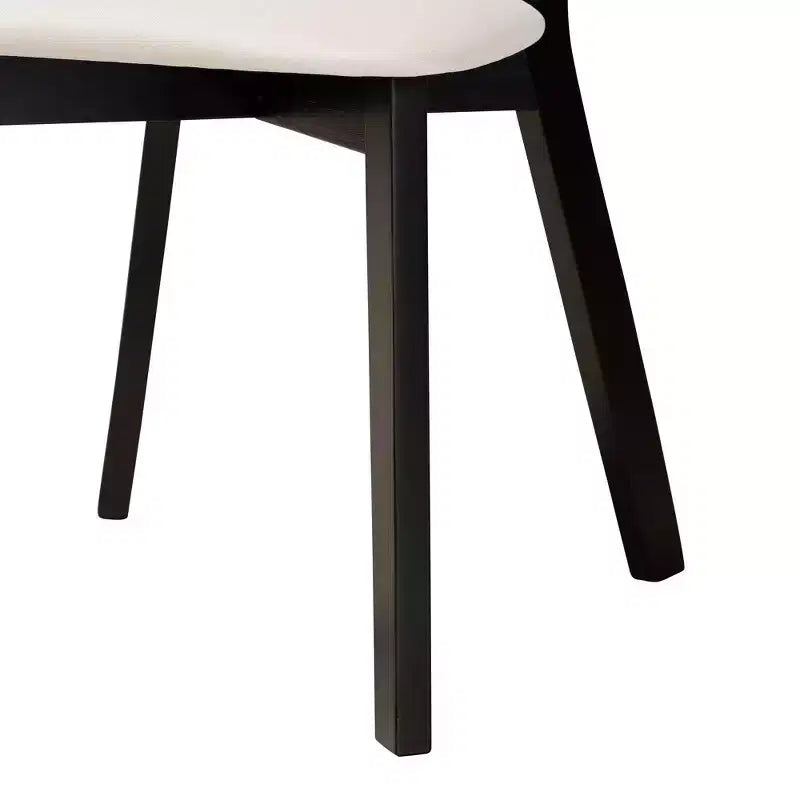 Baxton Studio 2pc Dannell Fabric and Wood Dining Chairs: Mid-Century, Rattan Detail, Foam Padded