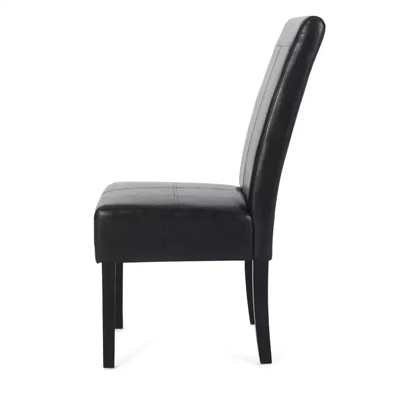 Christopher Knight Home Set of 2 Pertica Faux Leather Upholstered T Stitch Dining Chairs Midnight Black/Espresso