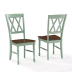Set 2 Sedie da Pranzo Crosley Shelby Blu Verde Acqua Invecchiato: Struttura in Legno di Gomma, Design Senza Braccioli, Capacità 113 kg
