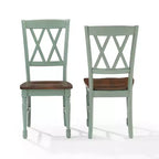 Set 2 Sedie da Pranzo Crosley Shelby Blu Verde Acqua Invecchiato: Struttura in Legno di Gomma, Design Senza Braccioli, Capacità 113 kg