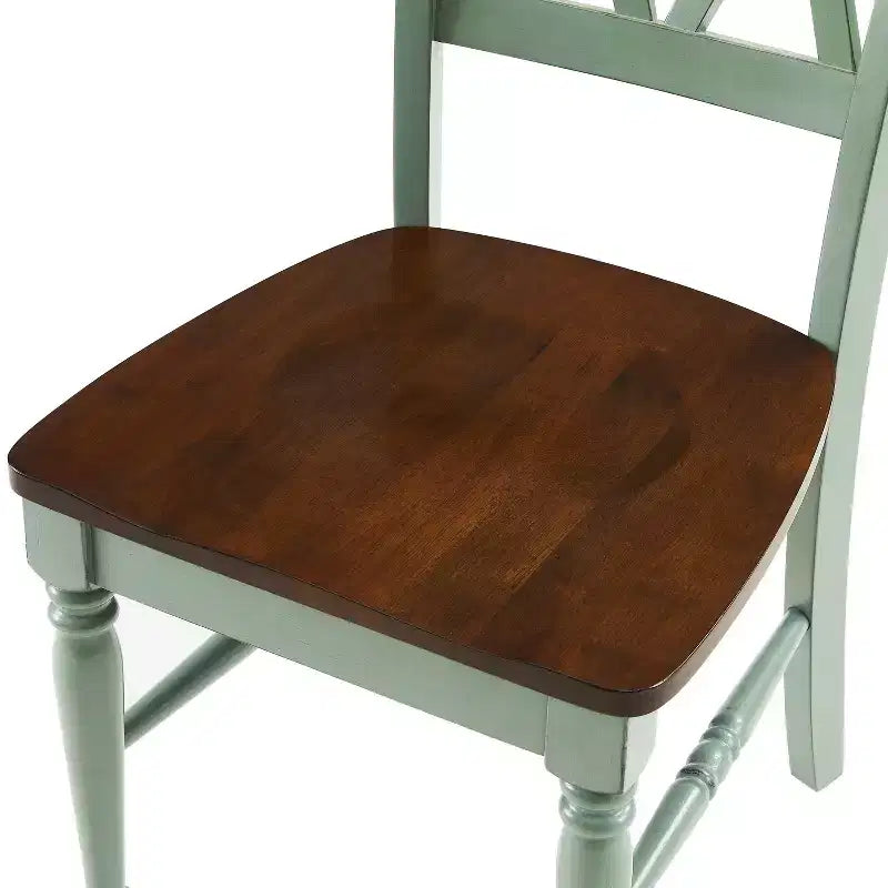 Set 2 Sedie da Pranzo Crosley Shelby Blu Verde Acqua Invecchiato: Struttura in Legno di Gomma, Design Senza Braccioli, Capacità 113 kg