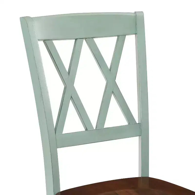 Set 2 Sedie da Pranzo Crosley Shelby Blu Verde Acqua Invecchiato: Struttura in Legno di Gomma, Design Senza Braccioli, Capacità 113 kg