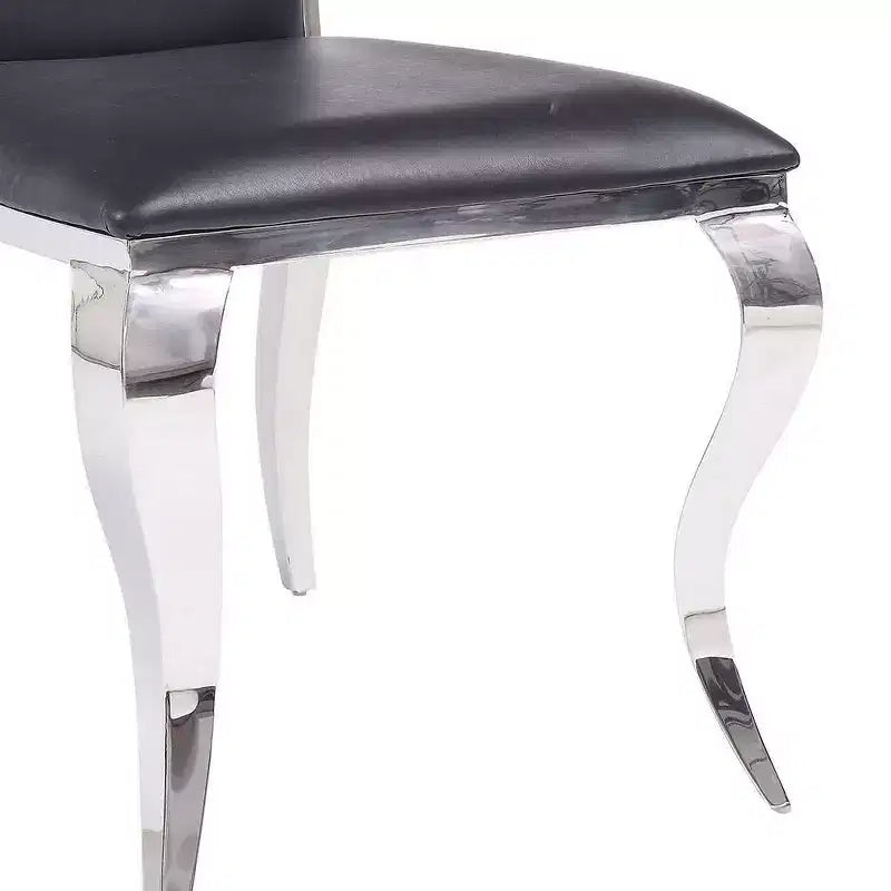 Acme Furniture Cyrene Dining Chairs Black Synthetic Leather/Stainless Steel