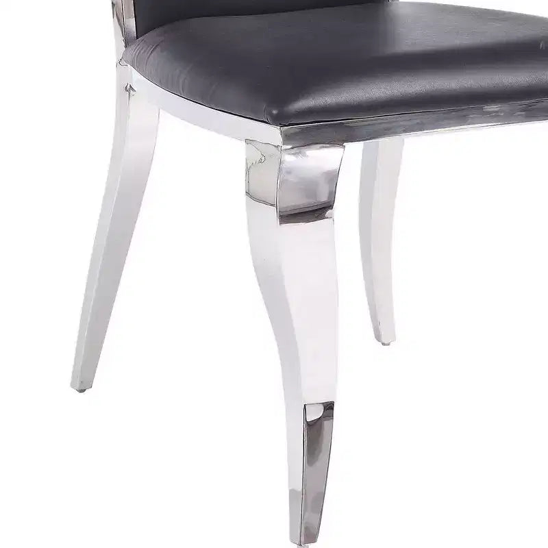 Acme Furniture Cyrene Dining Chairs Black Synthetic Leather/Stainless Steel