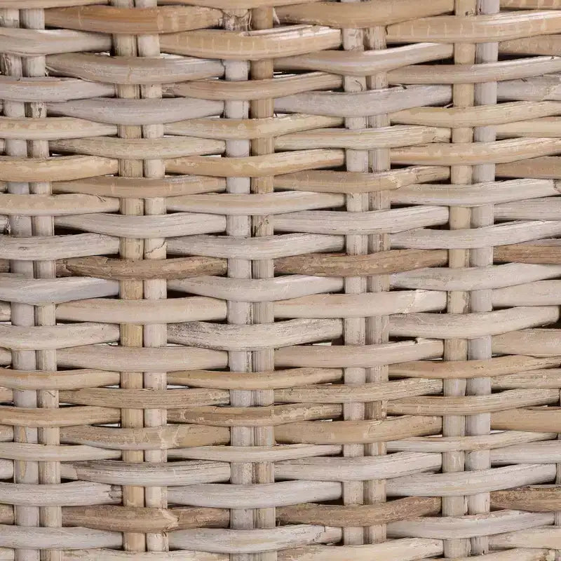 bali & pari Barossa Rattan and Mahogany Wood Dining Chair Kubu Gray/Rustic Taupe