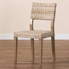 bali & pari Barossa Rattan and Mahogany Wood Dining Chair Kubu Gray/Rustic Taupe