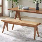 Panca da pranzo Buylateral Valentina moderna in legno massello di rattan noce chiaro