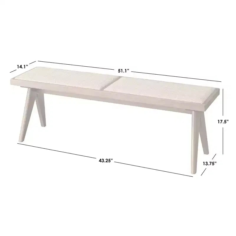Panca da pranzo Buylateral Valentina moderna in legno massello di rattan noce chiaro