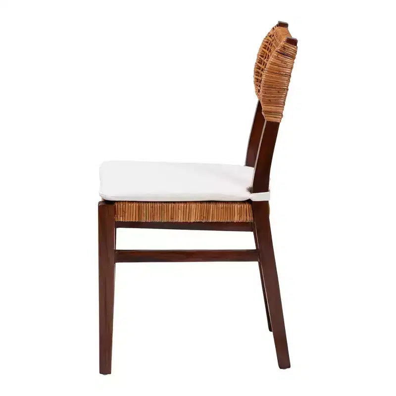 bali & pari Dameka Rattan and Wood Dining Chair Honey/White/Dark Brown