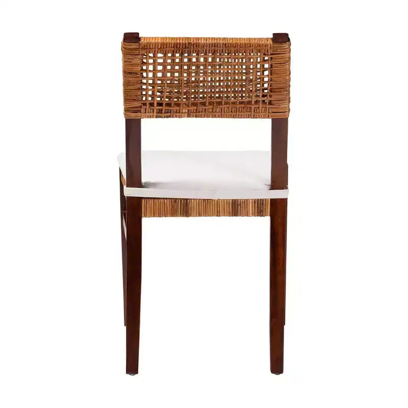 bali & pari Dameka Rattan and Wood Dining Chair Honey/White/Dark Brown