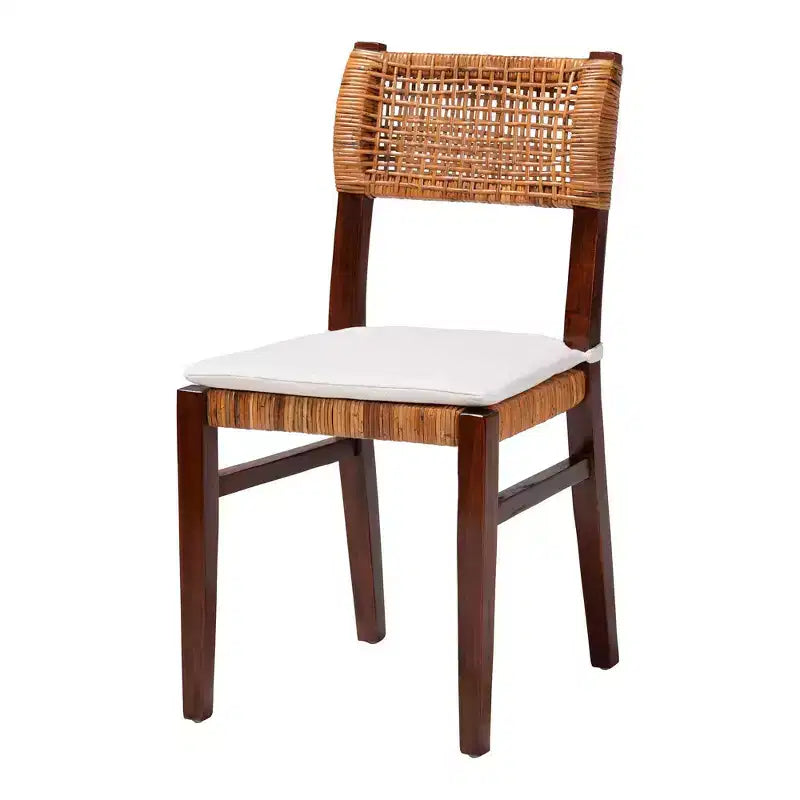 bali & pari Dameka Rattan and Wood Dining Chair Honey/White/Dark Brown