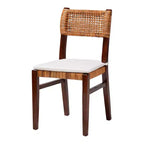 bali & pari Dameka Rattan and Wood Dining Chair Honey/White/Dark Brown