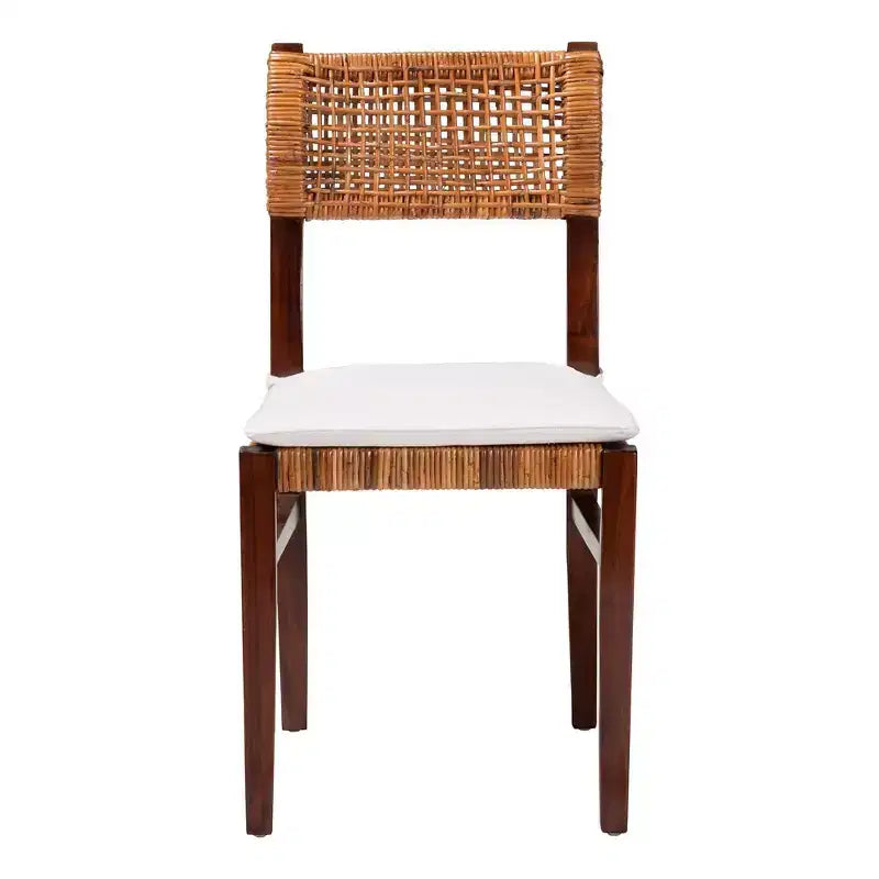 bali & pari Dameka Rattan and Wood Dining Chair Honey/White/Dark Brown
