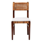 bali & pari Dameka Rattan and Wood Dining Chair Honey/White/Dark Brown