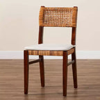 bali & pari Dameka Rattan and Wood Dining Chair Honey/White/Dark Brown