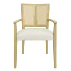 Christopher Knight Home Set of 2 Nolan Rubberwood Upholstered Dining Arm Chairs with Cane Webbing Beige/Light Ash