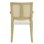 Christopher Knight Home Set of 2 Nolan Rubberwood Upholstered Dining Arm Chairs with Cane Webbing Beige/Light Ash