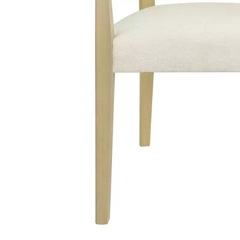 Christopher Knight Home Set of 2 Nolan Rubberwood Upholstered Dining Arm Chairs with Cane Webbing Beige/Light Ash