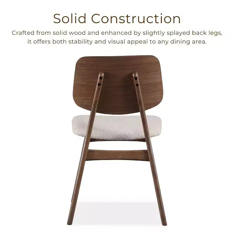 HOMES: Inside + Out Set of 2 Sandy Cove Mid-Century Modern Boucle Dining Chairs Walnut