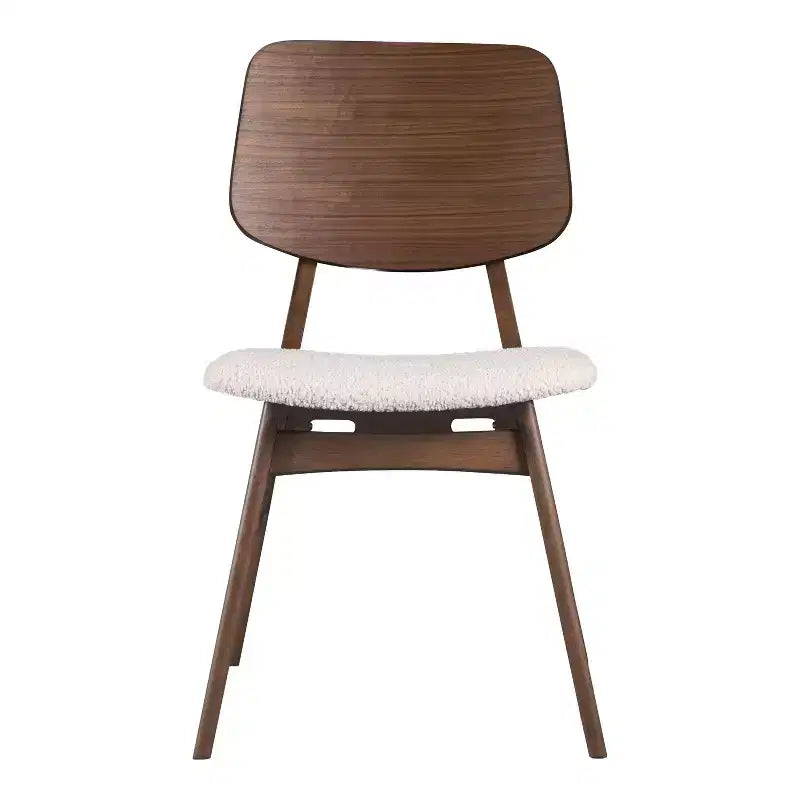 HOMES: Inside + Out Set of 2 Sandy Cove Mid-Century Modern Boucle Dining Chairs Walnut