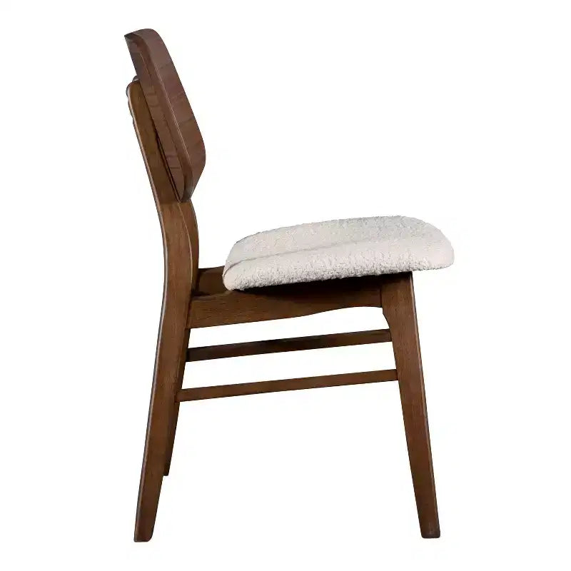 HOMES: Inside + Out Set of 2 Sandy Cove Mid-Century Modern Boucle Dining Chairs Walnut