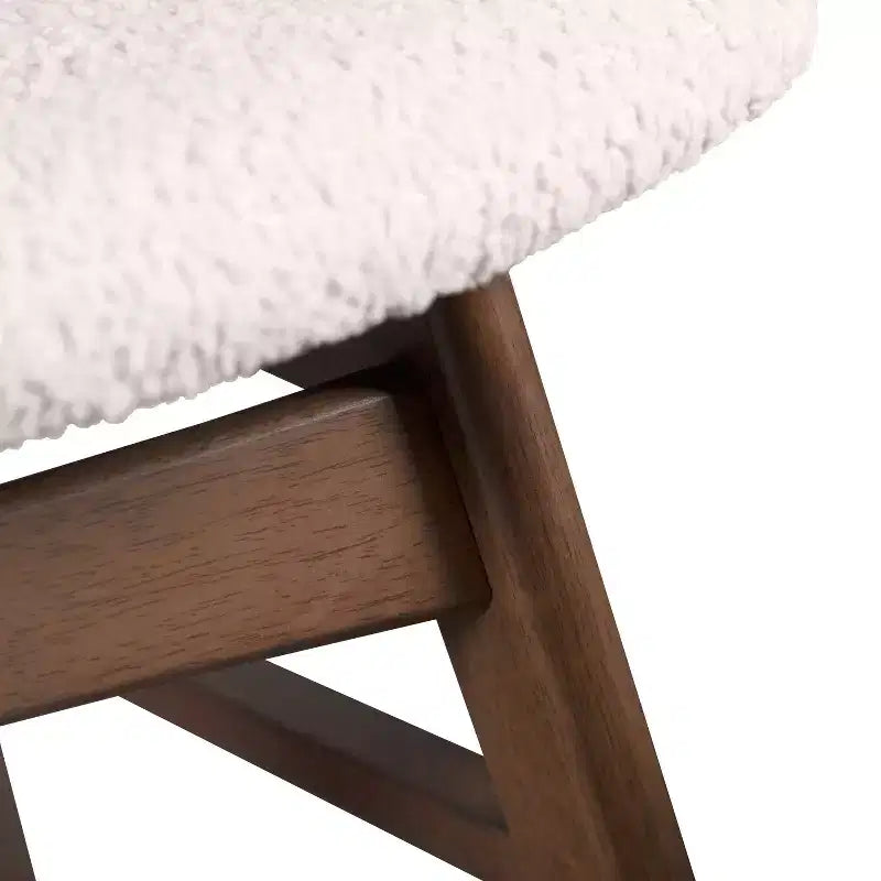 HOMES: Inside + Out Set of 2 Sandy Cove Mid-Century Modern Boucle Dining Chairs Walnut