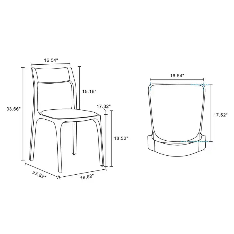 Set di 2 sedie da pranzo impilabili moderne imbottite in similpelle nera - Manhattan Comfort