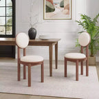 Christopher Knight Home Set of 2 Eliza Contemporary Upholstered Rubberwood Armless Dining Chairs Walnut/Beige