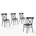 Crosley Camille 4pc Metal Dining Chair Set Matte Black: Steel Frame, X-Back Design, 250lb Capacity