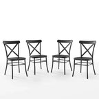 Crosley Camille 4pc Metal Dining Chair Set Matte Black: Steel Frame, X-Back Design, 250lb Capacity