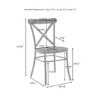 Crosley Camille 4pc Metal Dining Chair Set Matte Black: Steel Frame, X-Back Design, 250lb Capacity
