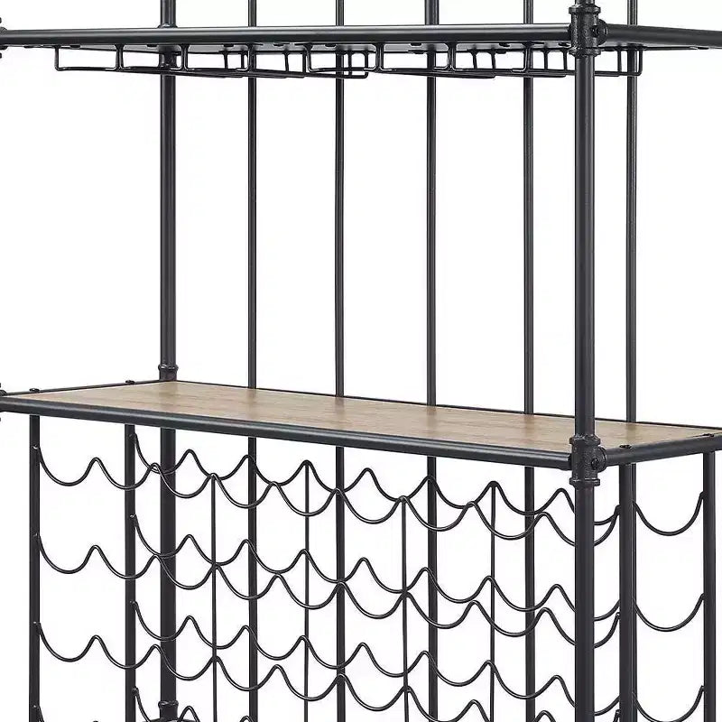 Edina 39" Wine Racks Oak and Sandy Black - Acme Furniture