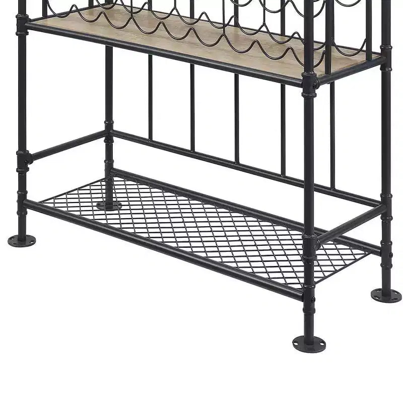 Edina 39" Wine Racks Oak and Sandy Black - Acme Furniture
