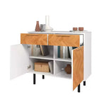 Manhattan Comfort Liam Mid - Century Modern 4 Shelf Sideboard White/Wood