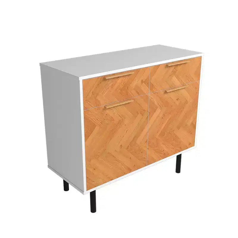 Manhattan Comfort Liam Mid - Century Modern 4 Shelf Sideboard White/Wood