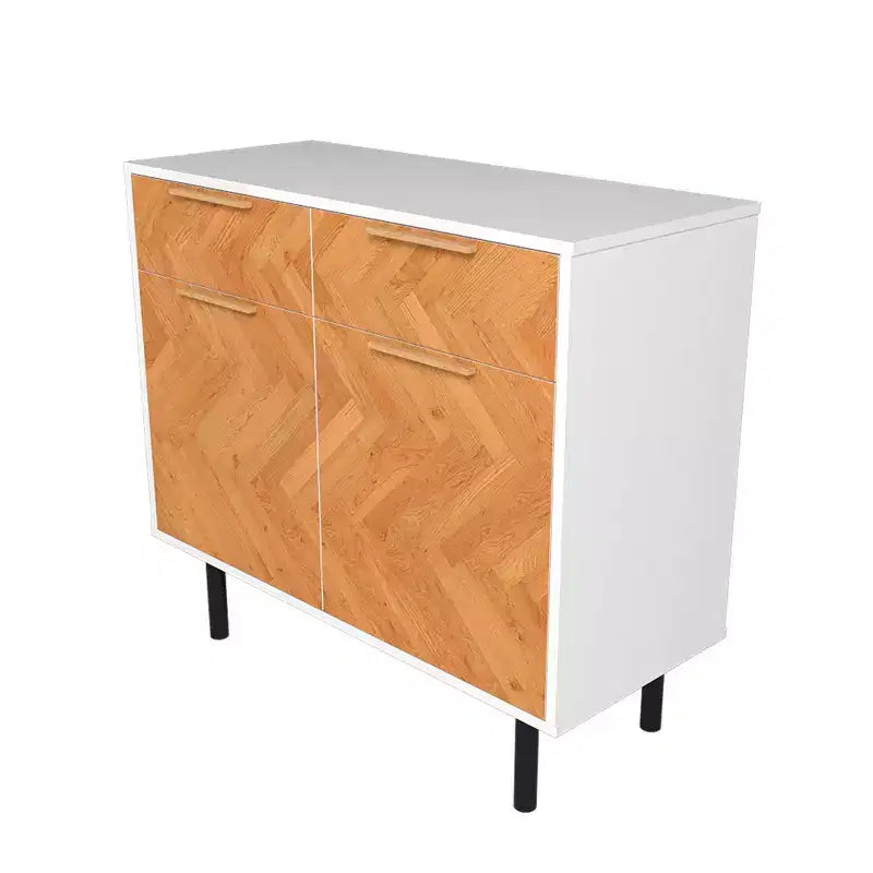 Manhattan Comfort Liam Mid - Century Modern 4 Shelf Sideboard White/Wood