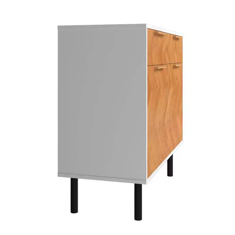 Manhattan Comfort Liam Mid - Century Modern 4 Shelf Sideboard White/Wood