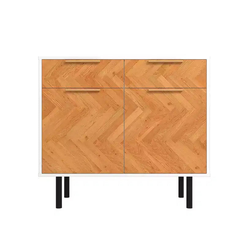 Manhattan Comfort Liam Mid - Century Modern 4 Shelf Sideboard White/Wood