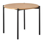 Lifestorey Jari Mid Century Modern Round Dining Table Oak/Black